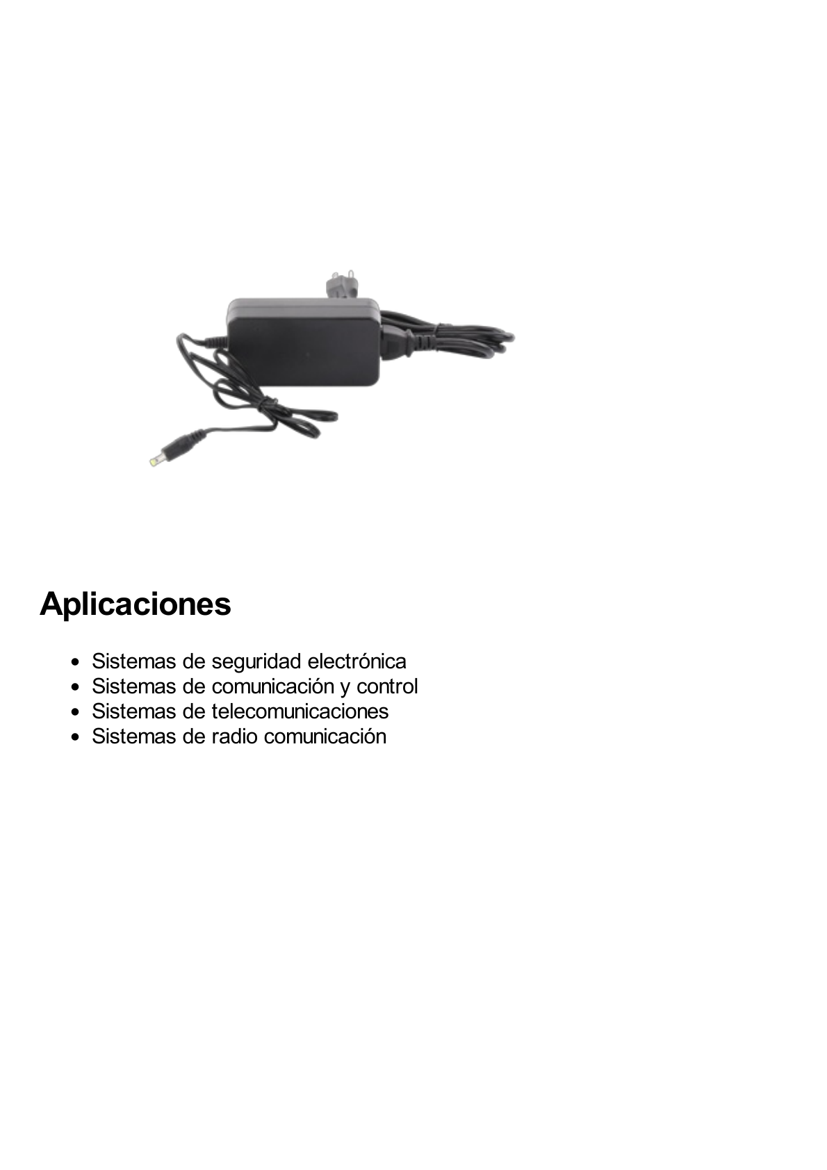 Adaptador de Pared con Cables de Extensión para Mayor Alcance 12 Vcc / 5 Amperes / Profesional / 0.5 metros a la toma de alimentación / 0.5 metros a la conexión del dispositivo