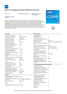 Procesador Intel Core i5-14600K sin disipador con graficos LGA 1700 14a Gen 14Core 3.5Ghz 125w