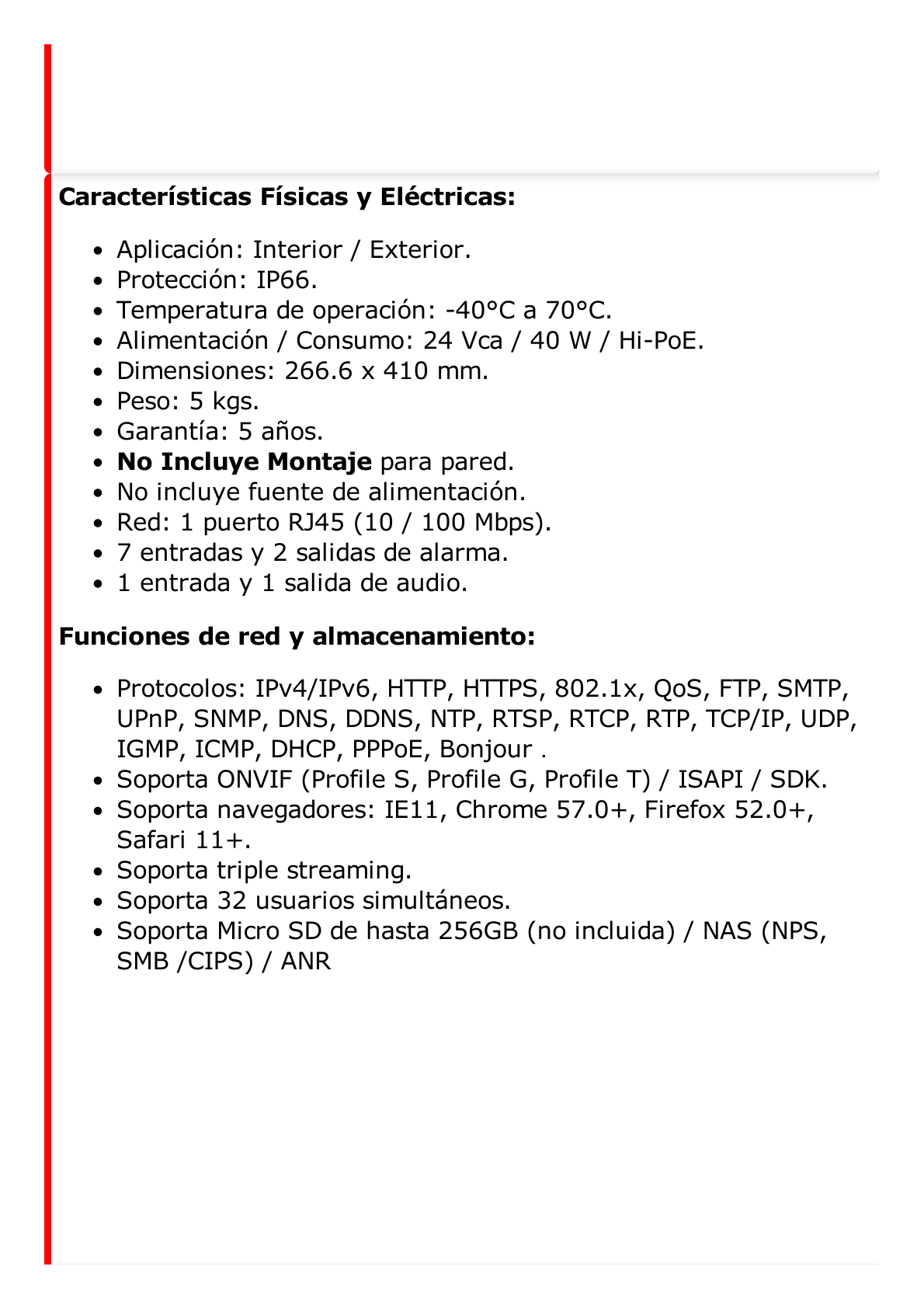 Domo PTZ IP 4 Megapixel  / 45X Zoom / 300 mts IR / AutoSeguimiento / WDR 120 dB / EIS / Deep Learning / Exterior IP66 / Rapid Focus / Hi-PoE  / Micro SD