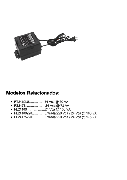 Transformador de 24 Vca, 60 VA