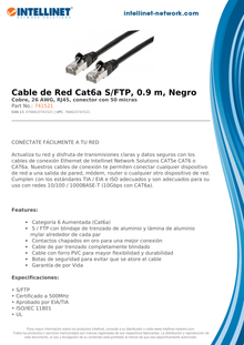 CABLE PATCH INTELLINET CAT 6A 90CM NEGRO