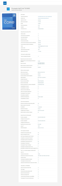 Procesador Intel Core i5-12400 con disipador y graficos LGA 1700 12a Gen 6Core 2.5Ghz 65w