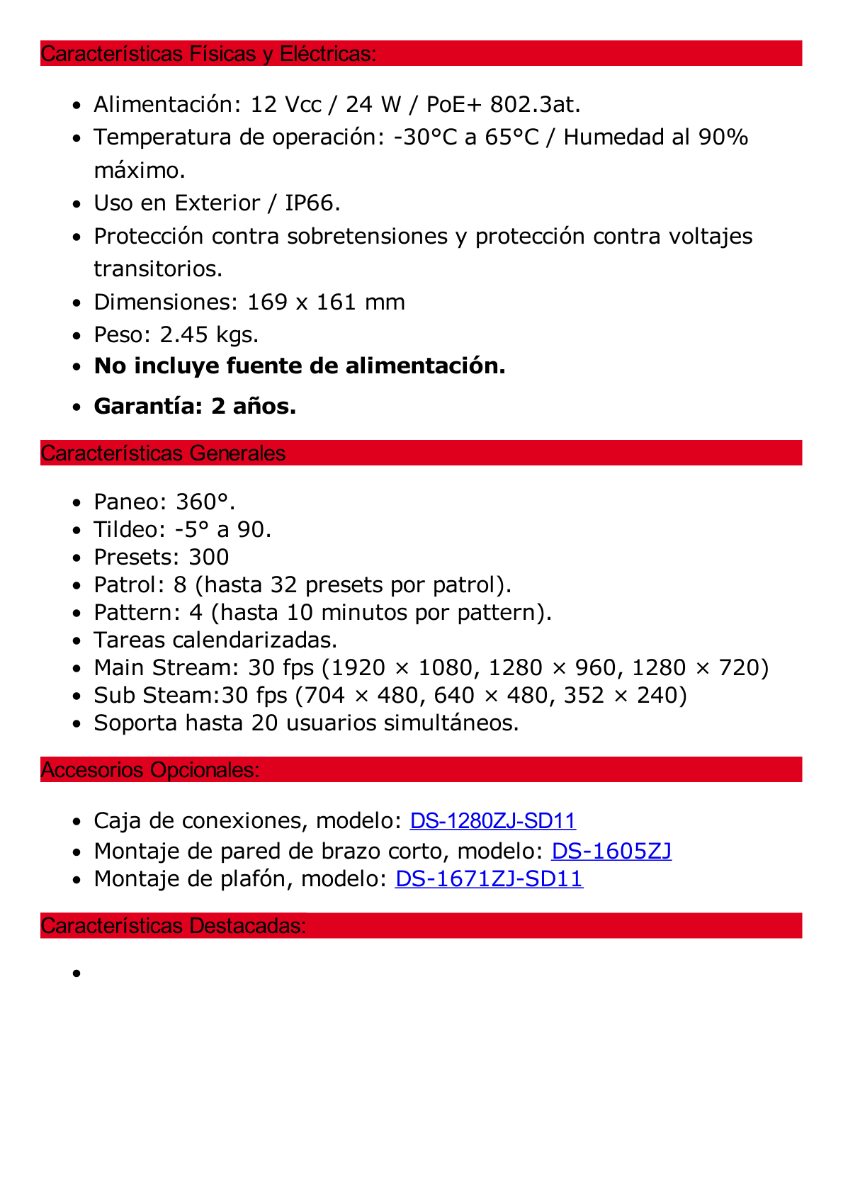 Mini Domo IP PTZ 2 Megapixel / 25X Zoom / 50 mts Luz Infrarroja Inteligente (Visión Nocturna) / Autoseguimiento / WDR 120 dB / PoE+ / IP66 / Ultra Baja Iluminación / MicroSD