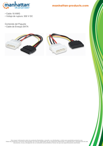 CABLE DE CORRIENTE MANHATTAN INTERNO MOLEX(4PINES) A SATA