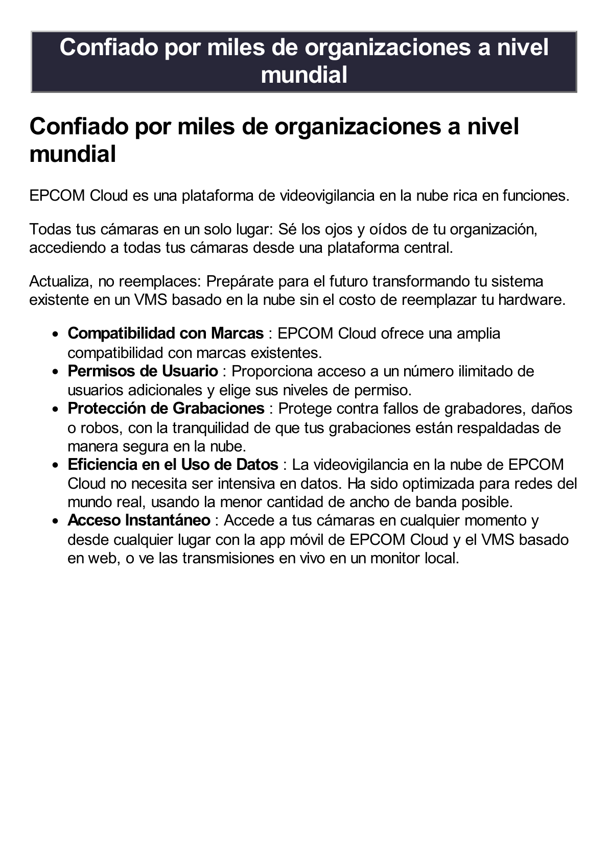 Suscripción Anual Epcom Cloud / Grabación en la nube para 1 canal de video a 2MP con 14 días de retención / Grabación por detección de movimiento