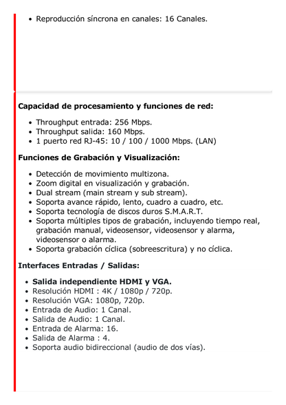 NVR 12 Megapixel (4K) / 32 canales IP / 16 Puertos PoE+ / Reconocimiento Facial / AcuSense (Evita Falsas Alarmas) / 4 Bahías de Disco Duro / Switch PoE 300 mts / HDMI en 4K / Alarmas I/O