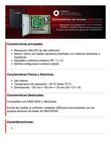 Enrolador USB de Huellas para iVMS-4200 y HikCentral / Facilita el Alta de Huellas al Software / Conexión USB / SDK GRATUITO para desarrollos propios