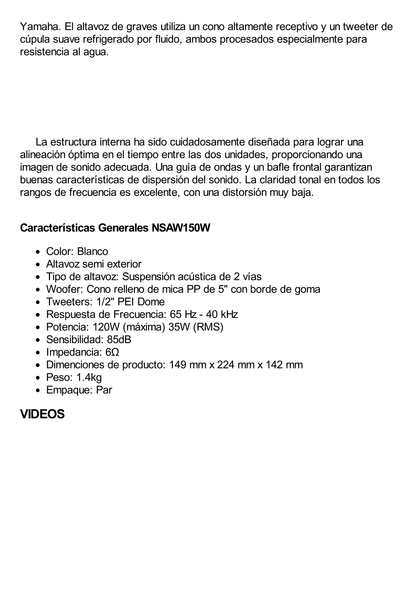 Altavoces de Montaje en Superficie de 2 vias | Woofer 5 in, Tweeter 0.5 in | Semi-Exterior, 6 ohms | Par Color Blanco