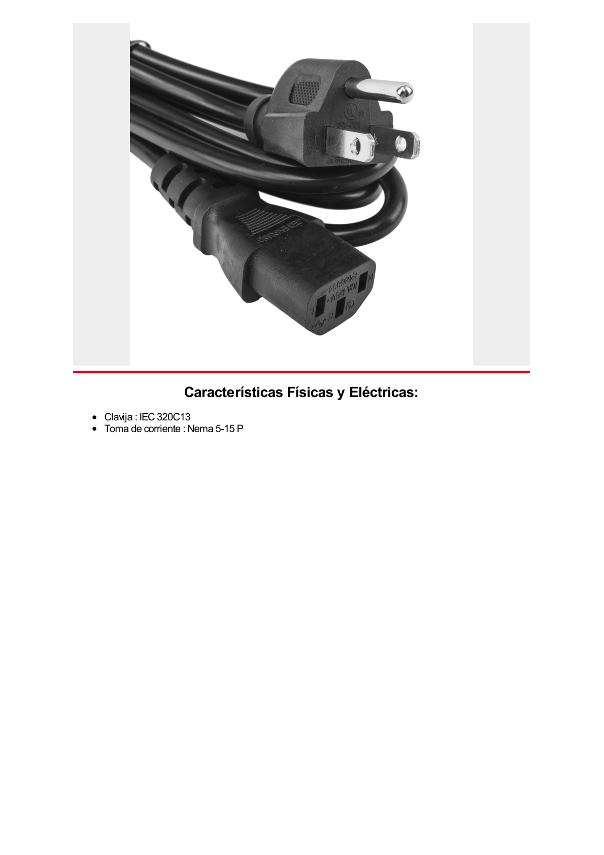 Cable de Alimentación Eléctrica para 120-240 Vca / 1. 8 metros