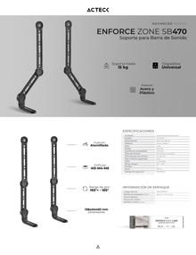 Soporte Acteck para Barra Enforce Zone SB470 Articulado Sujeción Ajustable Peso Max 15Kg  Max 49