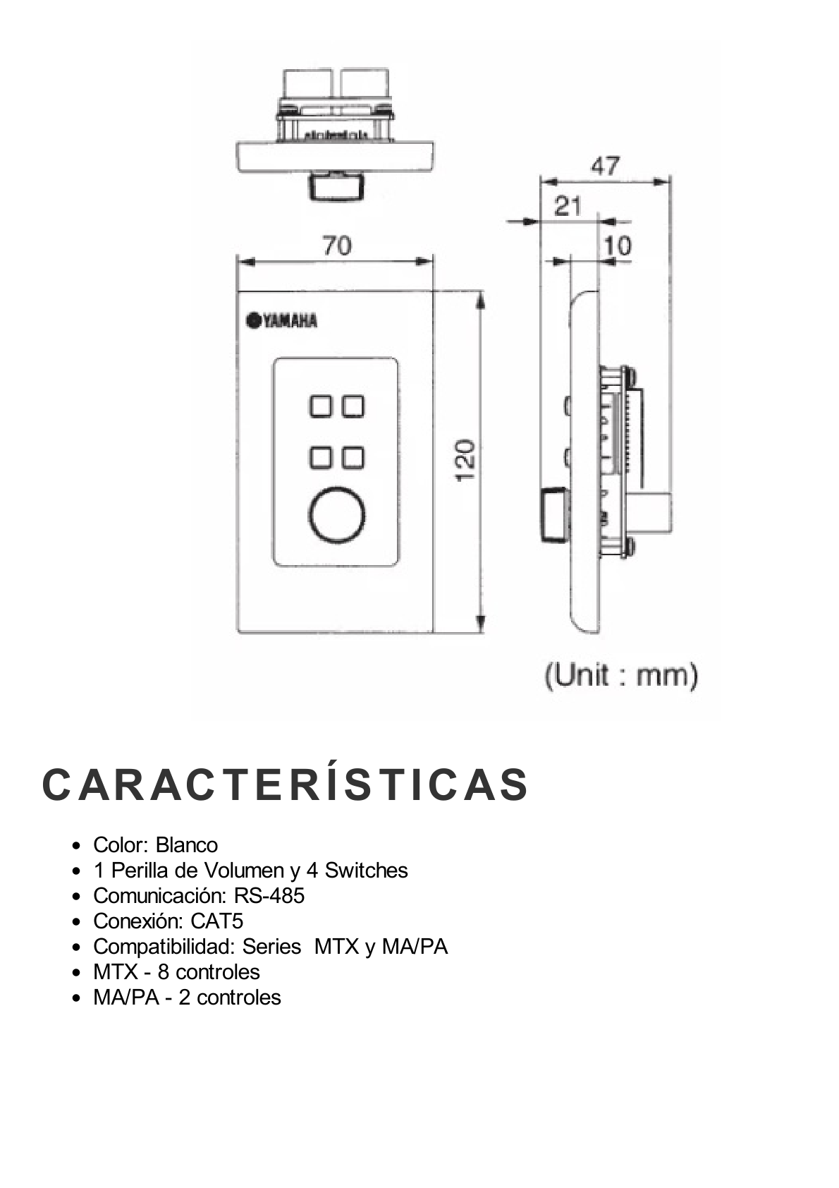 Panel de Control Digital | 1 Volumen | 4 Switches Configurables | Compatible con Procesadores Serie MA, PA, y MTX