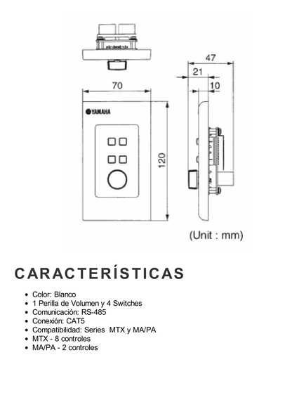 Panel de Control Digital | 1 Volumen | 4 Switches Configurables | Compatible con Procesadores Serie MA, PA, y MTX