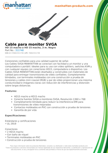 CABLE MANHATTAN PARA MONITOR SVGA 3M M-M