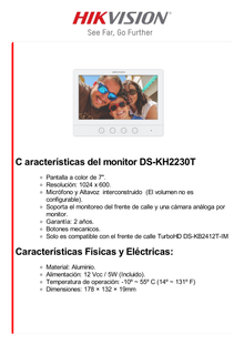 Kit de Videoportero TurboHD con Pantalla LCD a Color de 7" / Frente de Calle para Exterior de Policarbonato / 720p (1 Megapíxel )130° de Visión (Gran Angular)