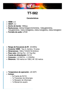 Kit Extensor HDMI para distancias de 120 metros | Soporta resolución 4K @60Hz | Cat 6, 6a y 7 | Salida Loop en el Tx para visualización local | Soporta control remoto del equi