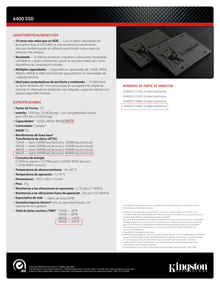 SSD 2.5 960GB KINGSTON SATAIII SA400 6GB/S 7MM SA400S37/960G