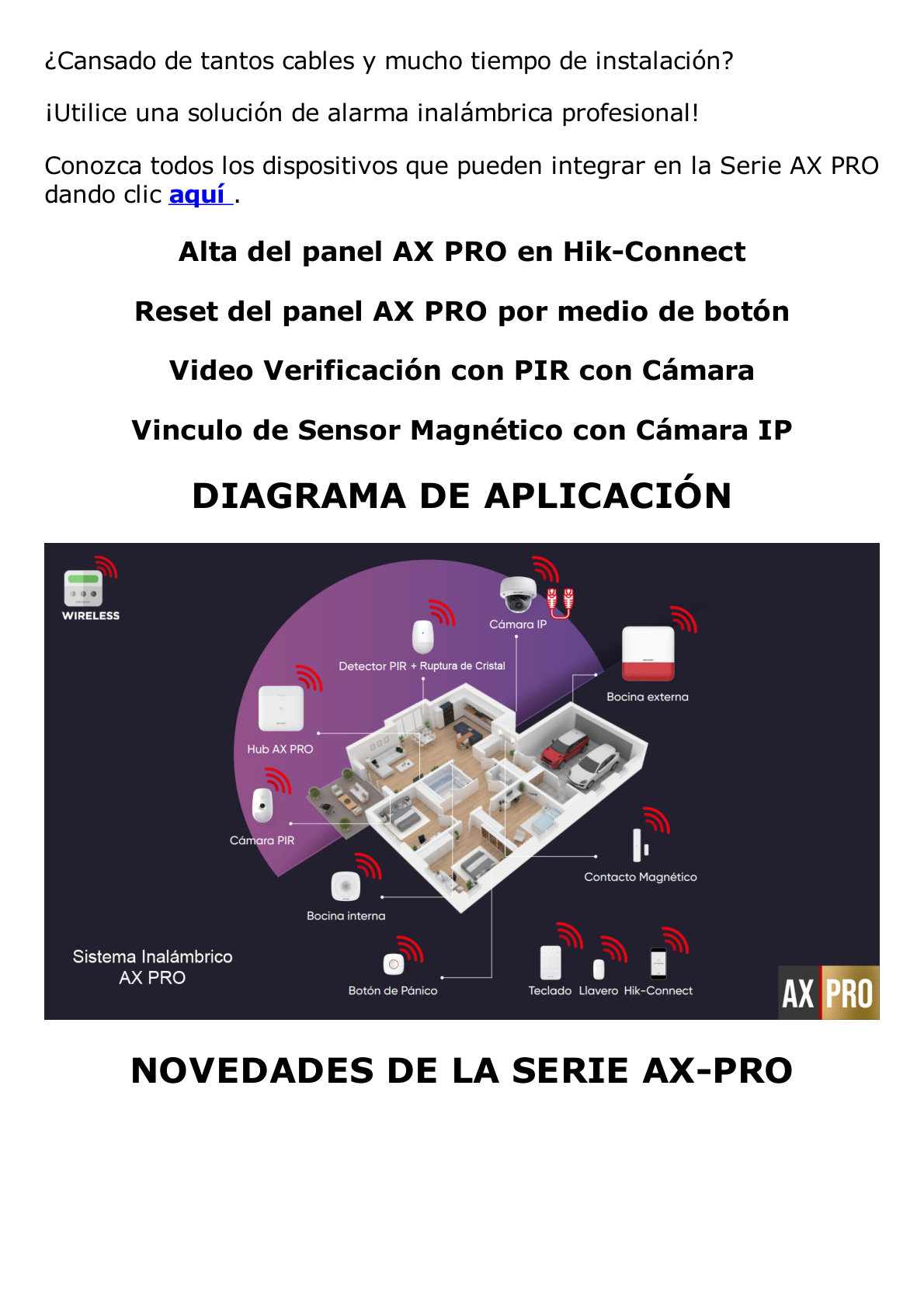 (AX PRO) KIT de Alarma AX PRO con GSM (3G/4G) para RONDINES / Incluye: 1 Hub con bateria de respaldo/ 1 Lector Tag / 1 Tag / Compatible con Hik-Connect P2P