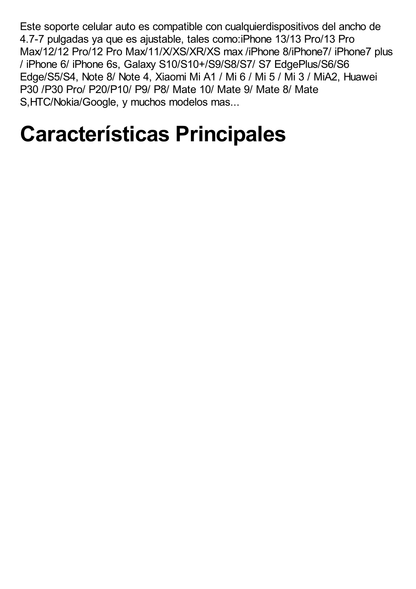 Soporte de Celular para Automóvil en Rendija de Ventilación / Sistema de Gravedad / Rotacion de 360° /Angulo Multiple / Almohadillas de Goma Antideslizantes / Amplia Compatibilidad con dispositivos de 4'' a 7'' / Color Negro