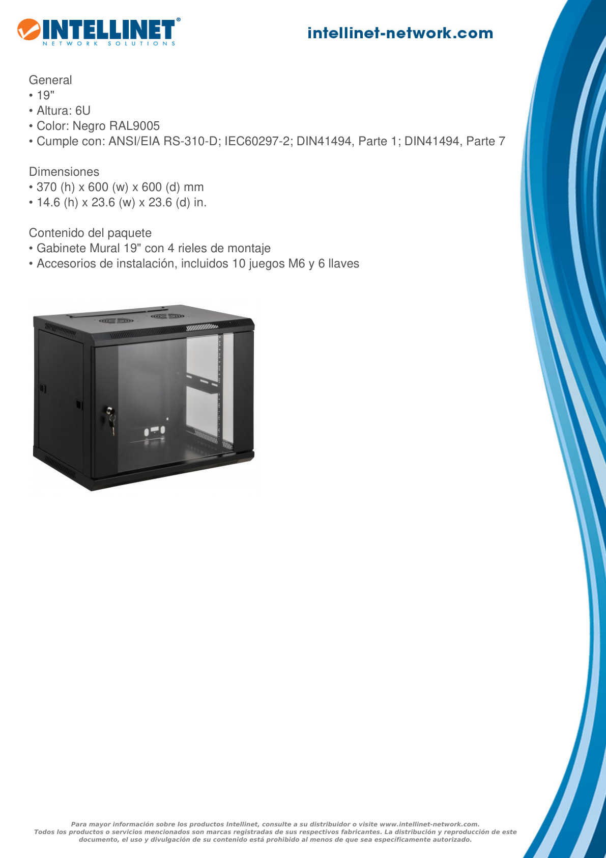 GABINETE INTELLINET 19 MURAL ECONOM 6U 600*600