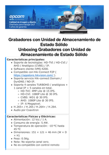 (SSD) DVR 4 Megapíxel Lite / 4 Canales TurboHD + 1 Canal IP / 15 Días de Grabación / Unidad de Estado Solido Incluido / H.265+ / Acusense Lite (Evita Falsas Alarmas) / Diseño Ultra Compacto / Extra Silencioso / eSSD de 480 GB