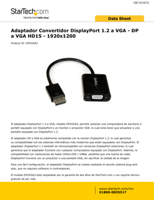 Adaptador Convertidor de Video DisplayPort 1.2 a VGA DP