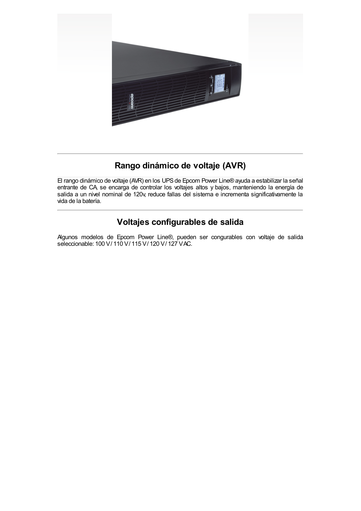 UPS de 2000VA/1800W / Topología On-Line Doble Conversión / Entrada y Salida de 120 Vca / Clavija de Entrada NEMA 5-20P / Pantalla LCD Configurable / Formato Rack/Torre