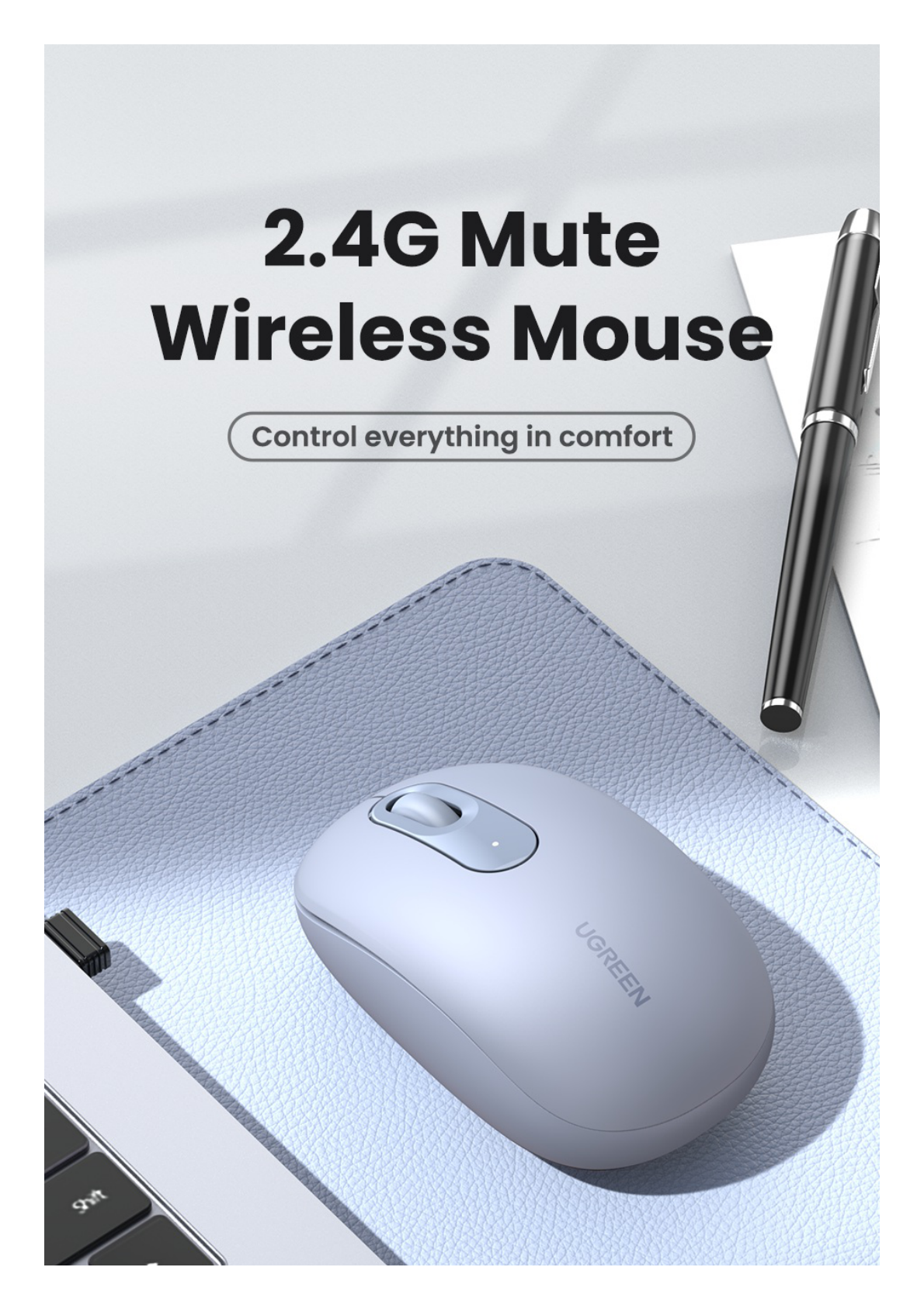 Mouse Inalámbrico 2.4G 800/1200/1600/2400 DPI / Función de 3 botones / Alcance 10m / Silencioso / Ergonómico / Anti-caída y Anti-interferencias / Color Dusty Blue / Batería Alcalina AA (incluida).