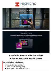 POCKET-E - Cámara Termográfica Portátil Lente Térmico 1.35 mm (96 x 96) pixeles / Lente Optico (640 × 480) / WiFi / IP54 / Memoria interna 4 Gb / Hasta 4 Horas de Funcionamiento Continuo