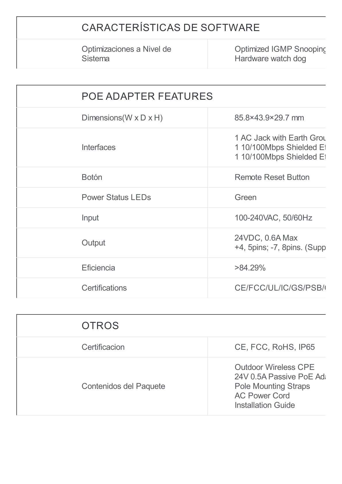 CPE de Exterior de 5 GHz a 150Mbps, Antena direccional de 23dBi, potencia de 23 dBm, PoE pasivo