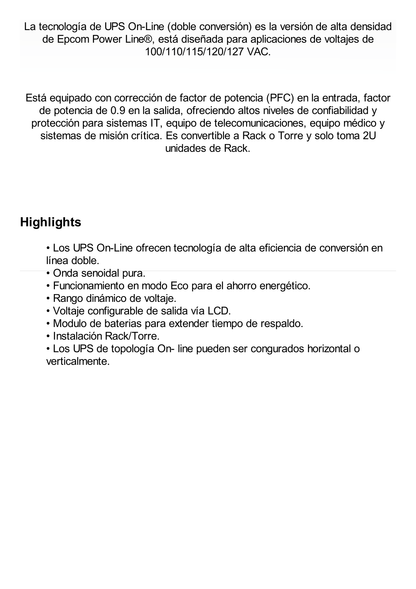 UPS de 600VA/360W / Topología Línea Interactiva / Entrada y Salida 120 Vca / Clavija NEMA 5-15P / 4 Tomas NEMA 5-15R/ Sin Protector RJ11 ni RJ45