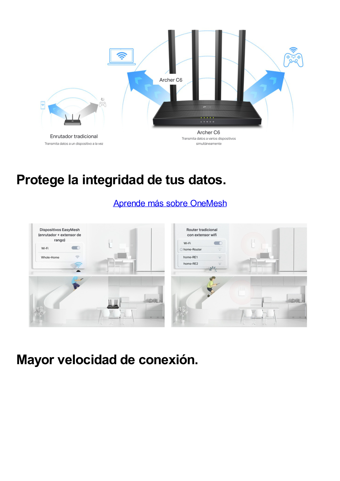 Router inalámbrico WiFi 5 AC 1200 Mbps / Doble Banda MU-MIMO 2x2 / 1 Puerto WAN 10/100/1000 Mbps /  4 Puertos LAN 10/100/1000 Mbps / Compatuble con Tecnología OneMesh / Soporta AgiNet