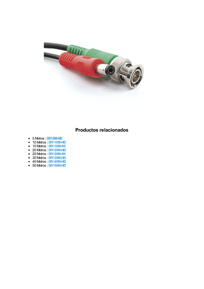 Cable coaxial ( BNC RG59 ) + Alimentación / SIAMÉS / 20 Metros / 100 % COBRE / Para Cámaras 4K  / Uso interior y exterior