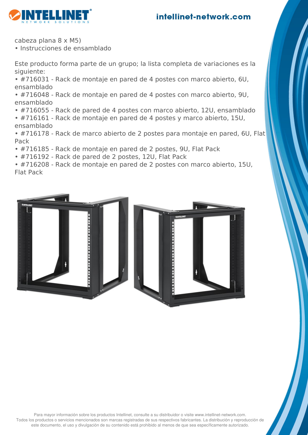 Rack Intellinet 19 9U Mural Abierto 500x450 FlatPack