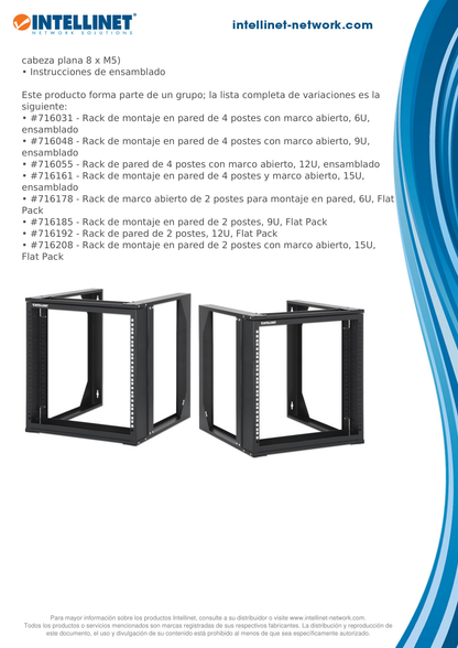 Rack Intellinet 19 9U Mural Abierto 500x450 FlatPack