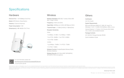 Extensor de rango inalámbrico TP-LINK RE305 AC1200 banda dual 2 antenas externas 1x RJ45 10/100M modo AP