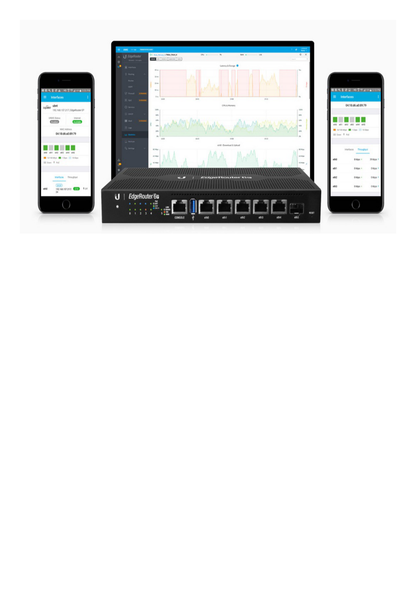 EdgeRouter 6 PoE pasivo 24 V, con 5 puertos 10/100/1000 Mbps + 1 puerto SFP, con funciones avanzadas de ruteo