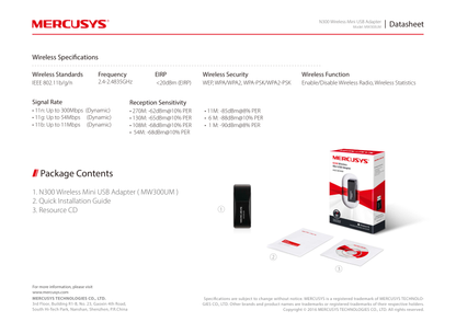 Adaptador inalámbrico USB 2.0 Mercusys MW300UM N 300Mbps 2.4GHz