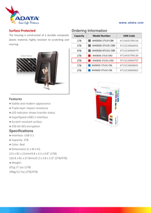 HD EXT 2 TB ADATA 2.5 USB 3.0 AHD650-2TU31-CRD ROJO