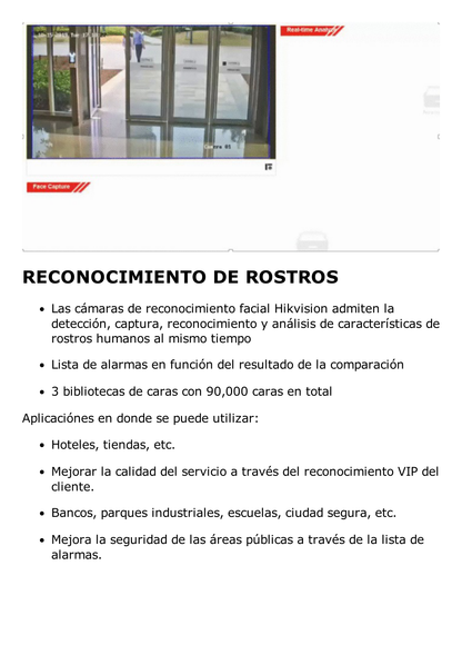 Domo IP 4 Megapixel / Lente Mot. 2.8 - 12 mm / Dual Light (30 mts IR + 30 mts Luz Blanca) / IK10 / IP67 / Reconocimiento Facial / WDR 140 dB / DeepinView / Búsqueda por Atributos / Heat Map / ACUSENSE / DARKFIGHTER S / Audio de Dos Vías