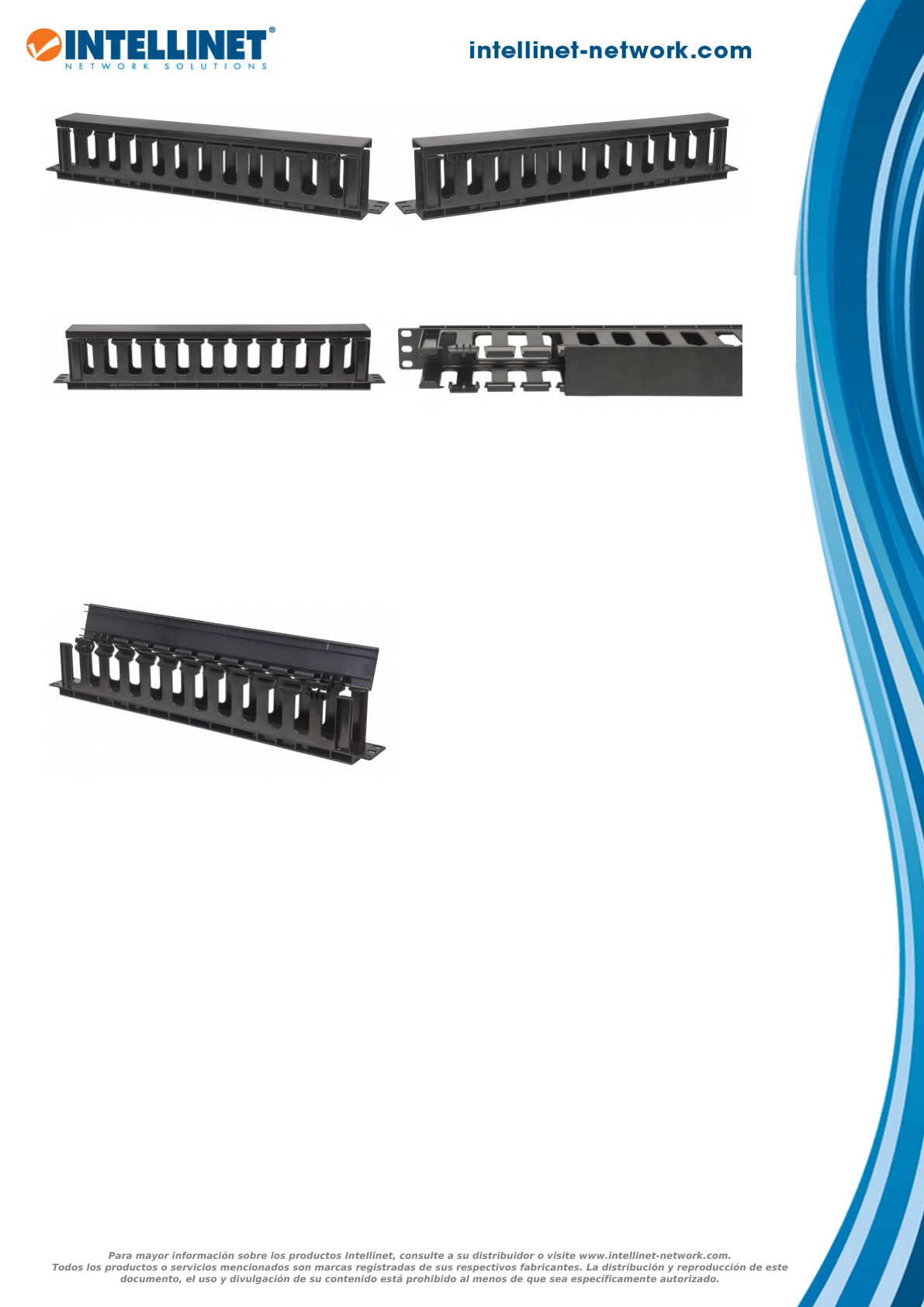 ORGANIZADOR DE CABLES INTELLINET PARA RACK 19 1U HORIZONTAL PLASTICO 8CM