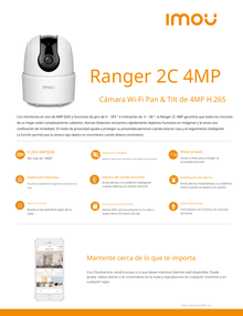 Camara IMOU Ip ranger Domo Wifi 4 mpx lente de 3.6mm ir 10 mts interior IPC-TA42N-B-imou motorizado audio ranura micro sd