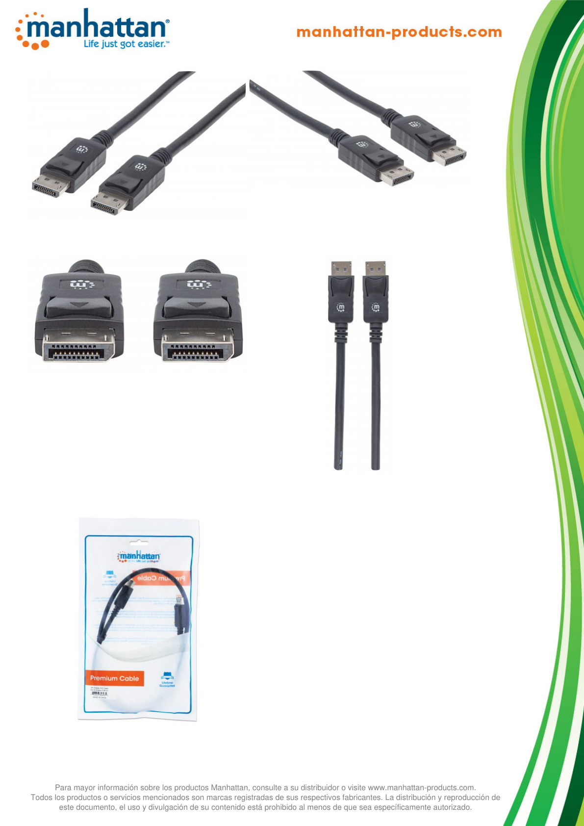 CABLE MANHATTAN DISPLAYPORT M-M 1M NEGRO