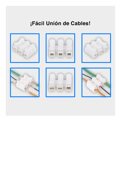 Conector tipo PUSH de 3 Contactos / Para una Conexión Rápida / Puentes de Cables