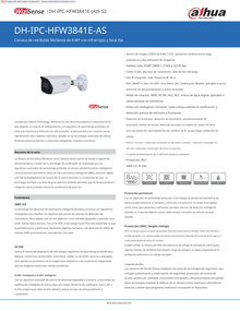 Camara Dahua DH-IPC-HFW3841E-AS-S2 IP bullet 8 mpx lente 2.8 mm metalica exterior 107 gds wizense IA microfono integrado audio PoE IP67