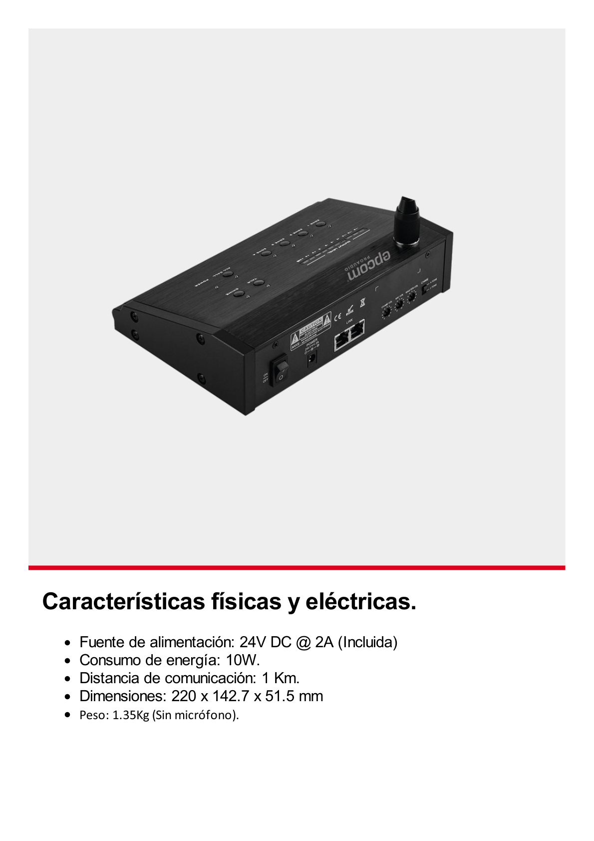 Micrófono a Distancia de 4 Zonas para Sistema de Voceo SF4240MP │ No compatible con SF4240UC o SF2240UC