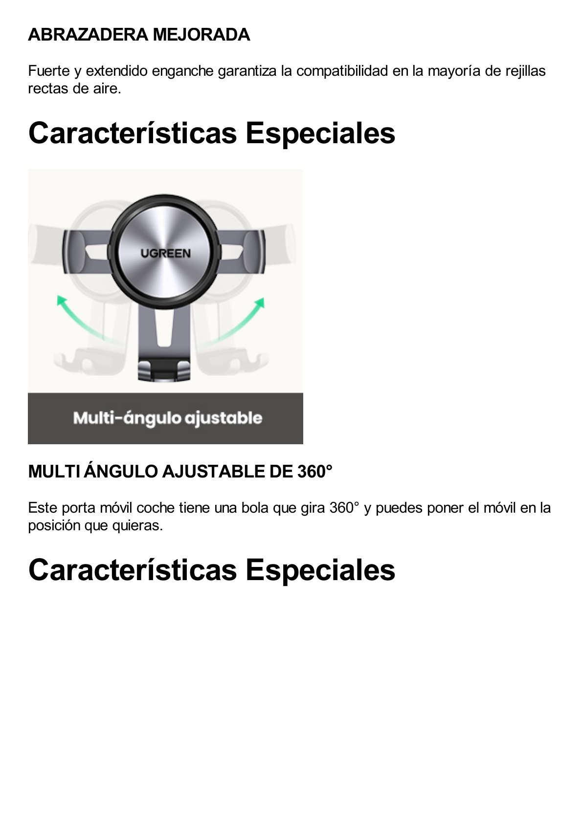 Soporte de Celular para Automóvil en Rendija de Ventilación / Sistema de Gravedad / Rotacion de 360° /Angulo Multiple / Almohadillas de Goma Antideslizantes / Amplia Compatibilidad con dispositivos de 4'' a 7'' / Color Negro