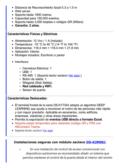 Terminal Min Moe WiFi / Touch de Reconocimiento Facial Ultra Rápido para ASISTENCIA y Control de ACCESO / 1500 Rostros y 3,000 tarjetas /  Lee códigos QR / Videoportero / Detección de Cubrebocas