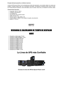 UPS de 1500VA/900W / Topología Línea Interactiva / Entrada y Salida 120 Vca/ Clavija NEMA 5-15P / 6 Tomas NEMA 5-15R