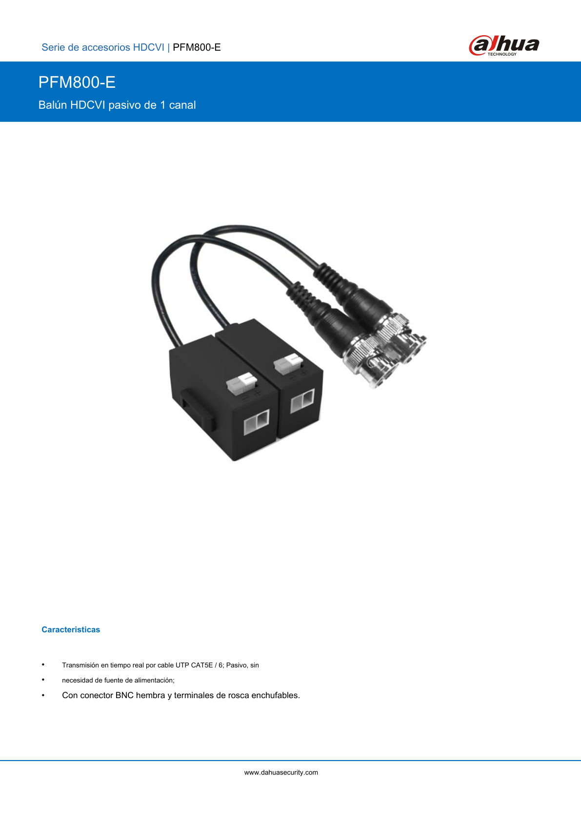 Transceptores Dahua DH-PFM800-E pasivos HDCVI 1080p hasta 250 m o 720p hasta 400 m soporta AHD TVI CBVS