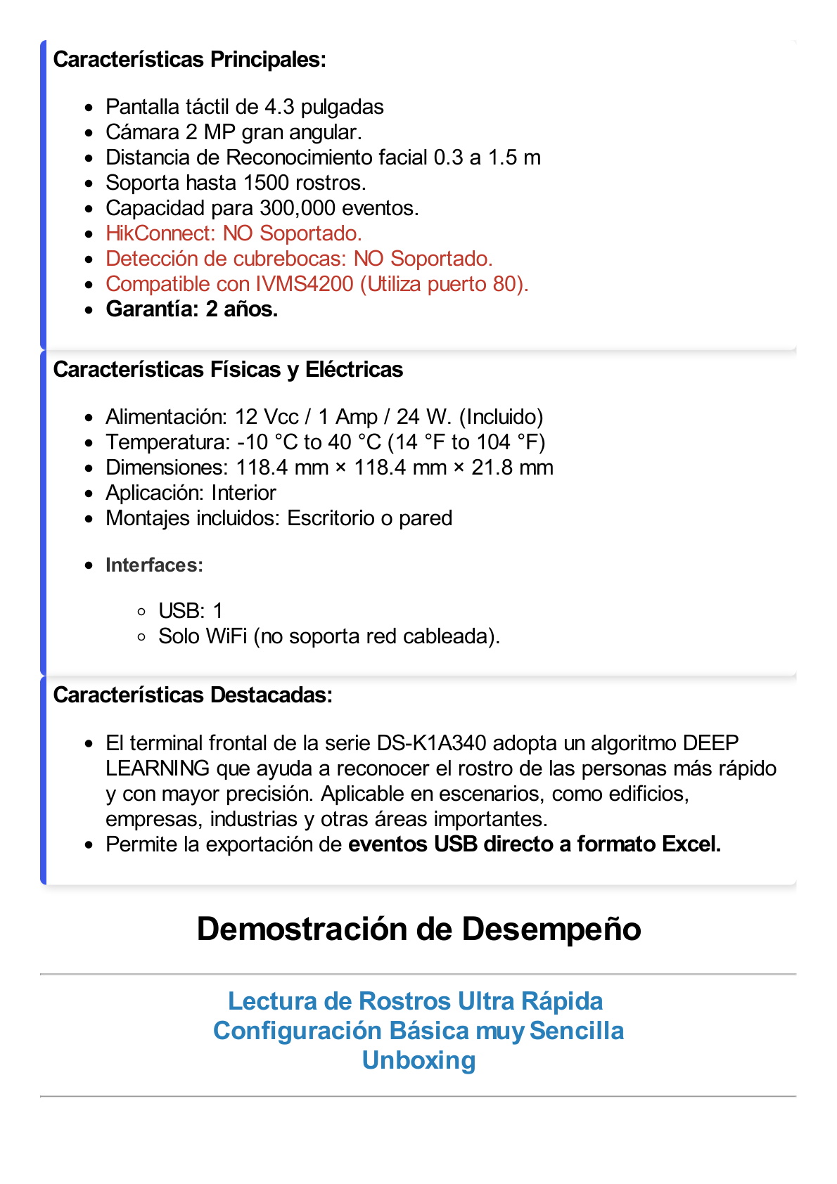 Checador Min Moe WiFi /  Touch de Reconocimiento Facial Ultra Rápido para ASISTENCIA / 1500 Rostros / Reportes en Excel / Diseño Compacto y Facil de Configurar